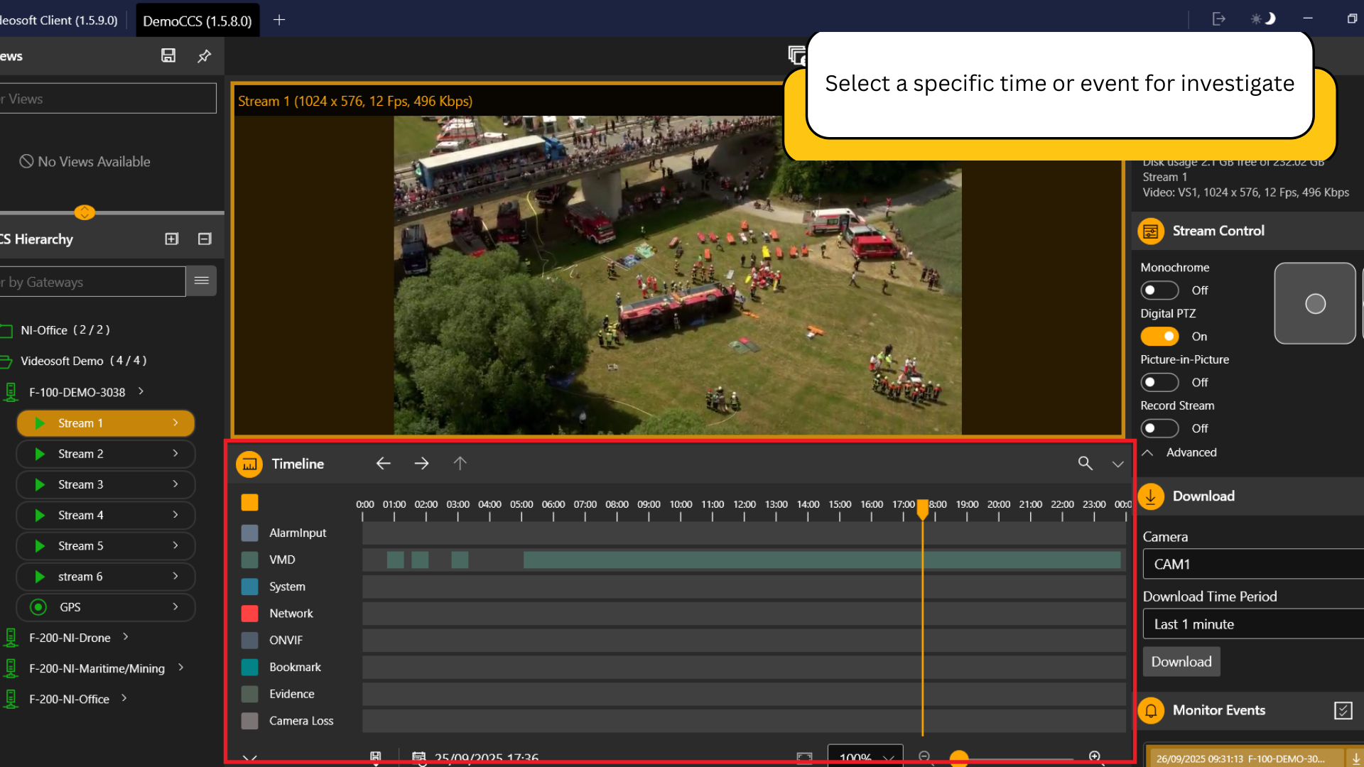 Interactive video timeline
